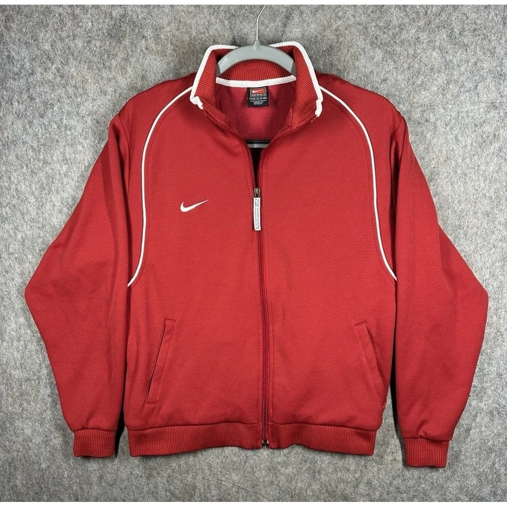 Nike Team Y2K Track Jacket Red White Full Zip Swoosh Youth XL Vintage 2000s